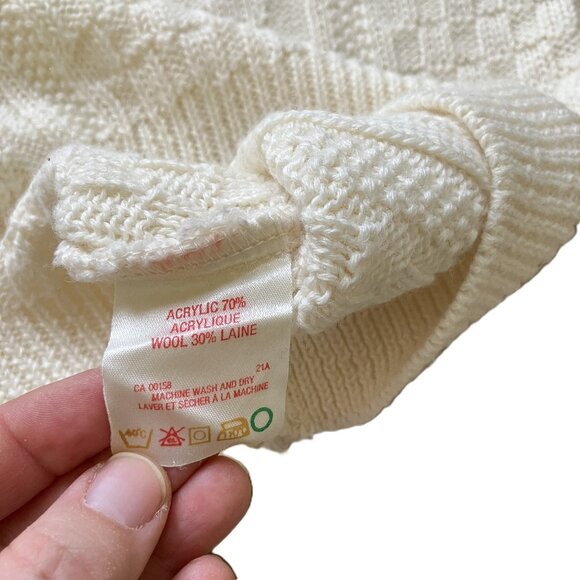 Jantzen Knit Sleeveless Sweater Vest Vneck Ivory Textured Cable Oversized - Picture 3 of 4